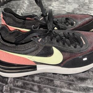 Nike Women's Black, Pink, and Green Sneakers